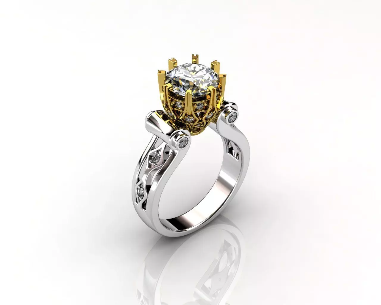 Engagement Luxury Ring With Diamonds 3D Print Model 3D print model_0