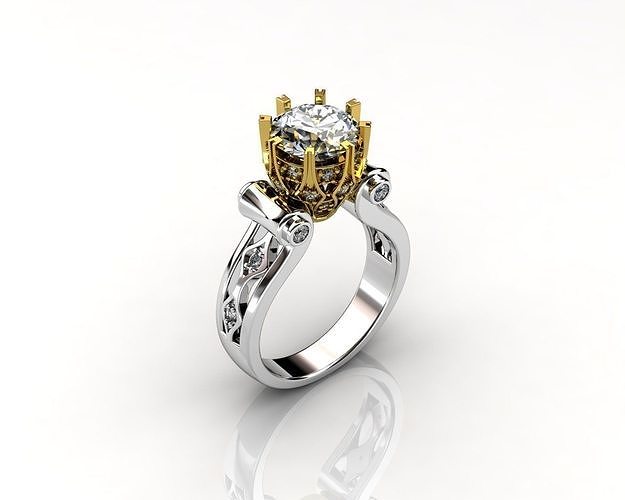 Engagement Luxury Ring With Diamonds 3D Print Model 3D print model