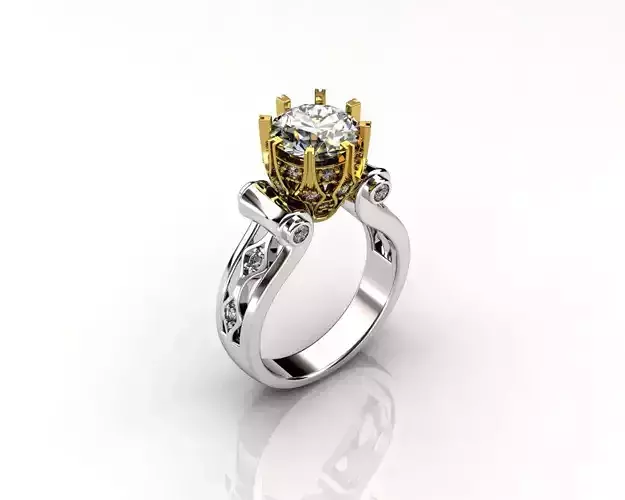 Engagement Luxury Ring With Diamonds 3D Print Model