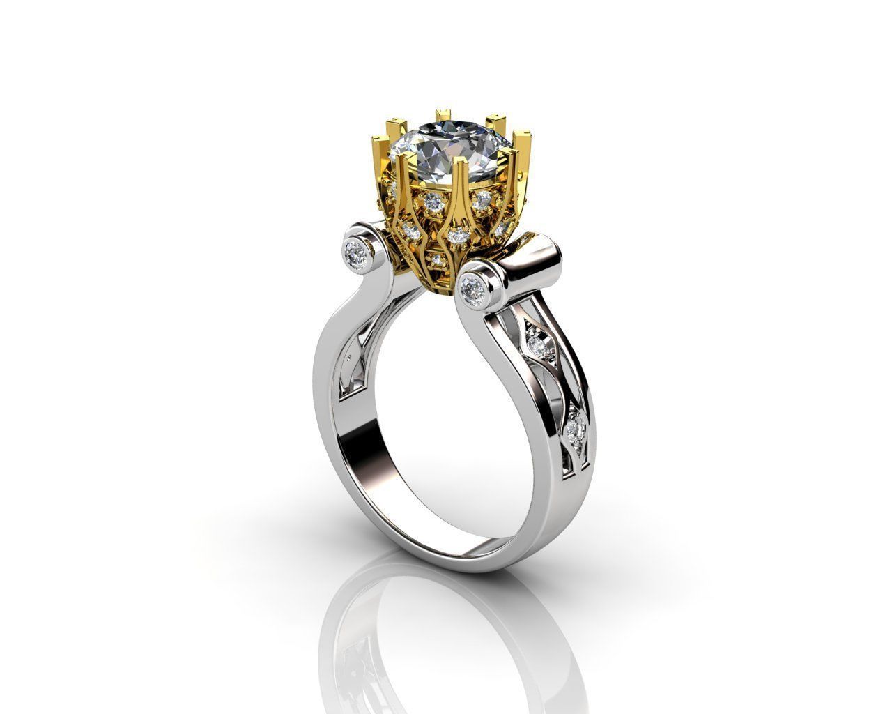 Engagement Luxury Ring With Diamonds 3D Print Model 3D print model_1