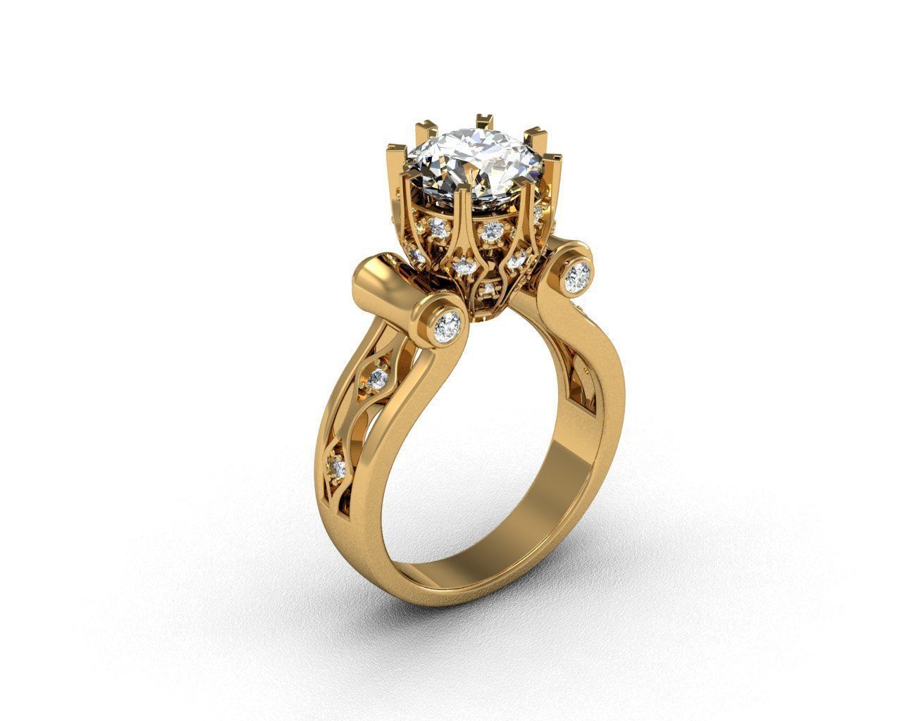 Engagement Luxury Ring With Diamonds 3D Print Model 3D print model_2