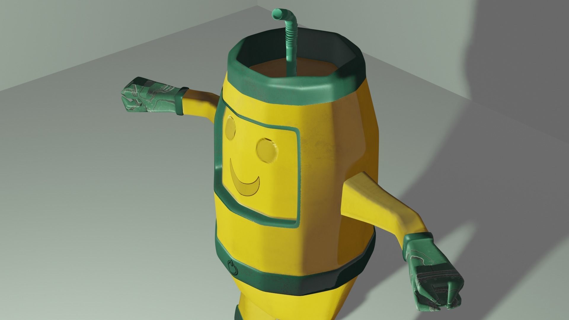 Robot juice with straw 3D model_5
