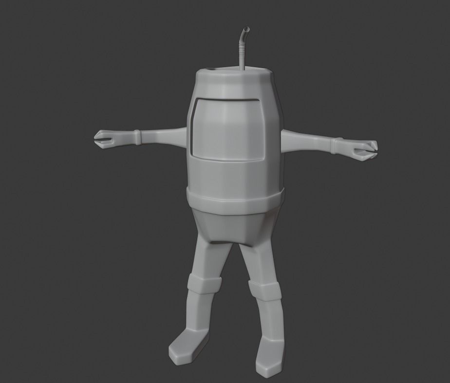 Robot juice with straw 3D model_9