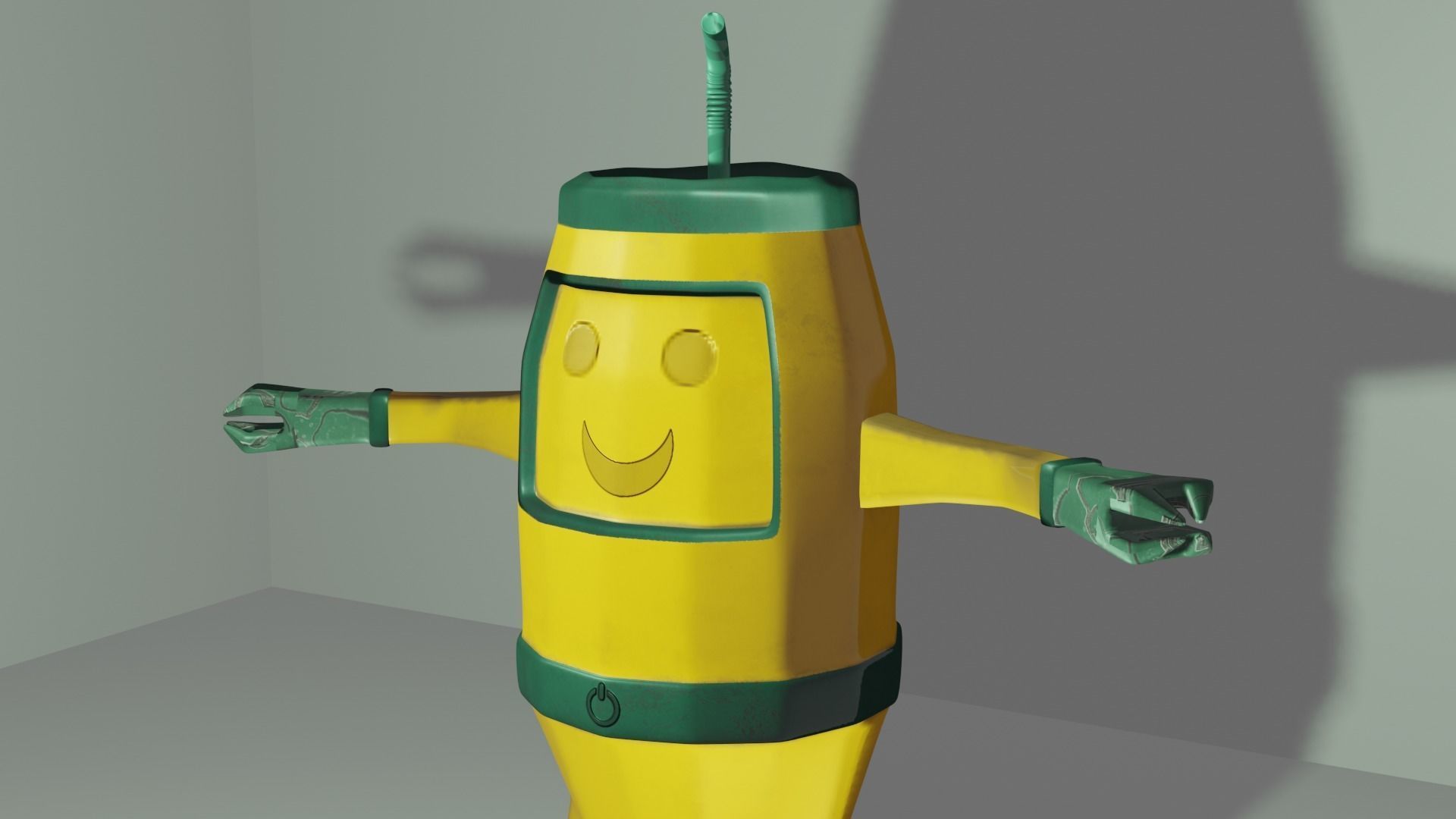 Robot juice with straw 3D model_3