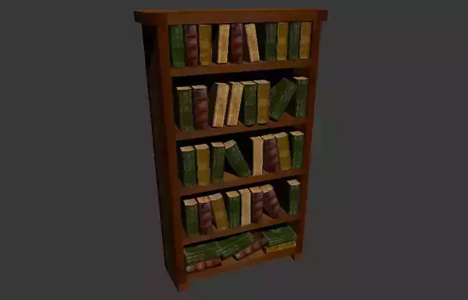 Bookcase and Books - Game Ready Low-poly 3D model