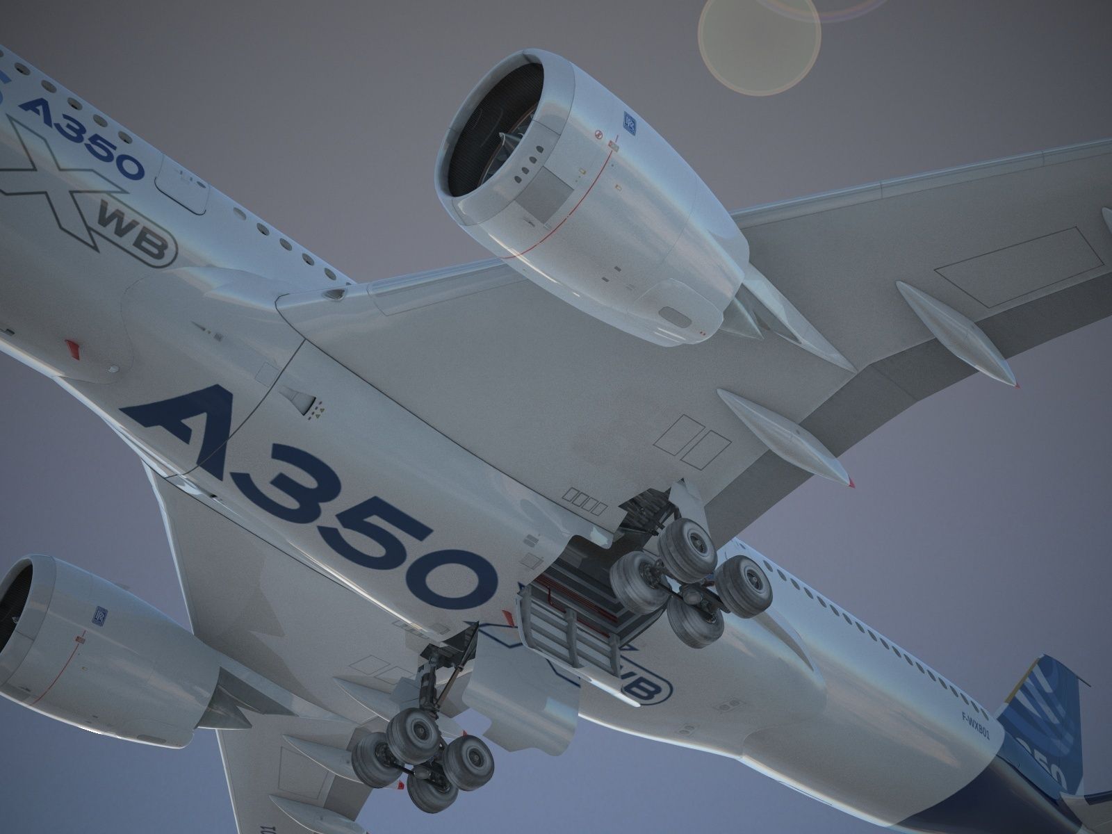 Airbus A350 900 with interior 3D model_13
