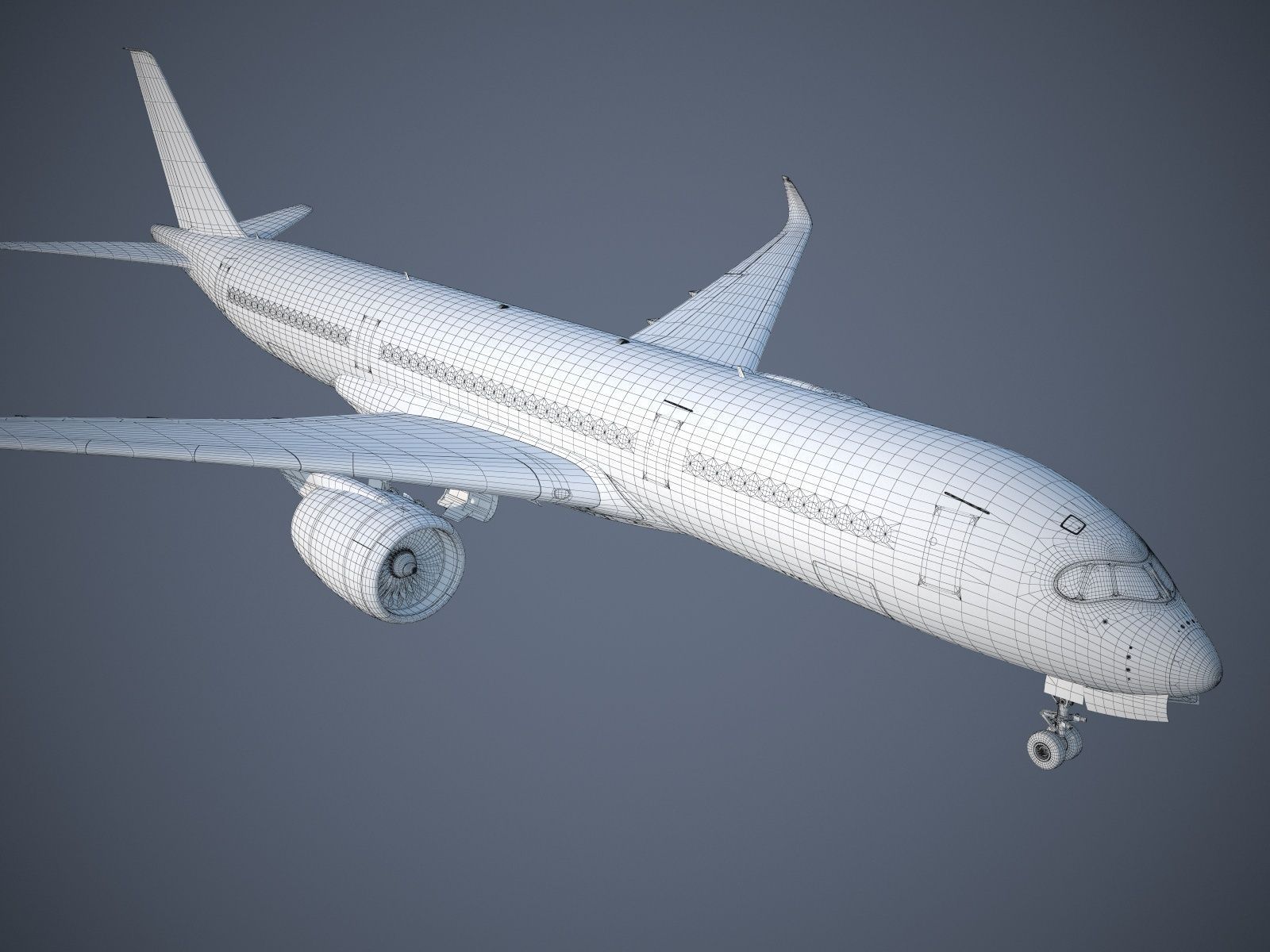 Airbus A350 900 with interior 3D model_23