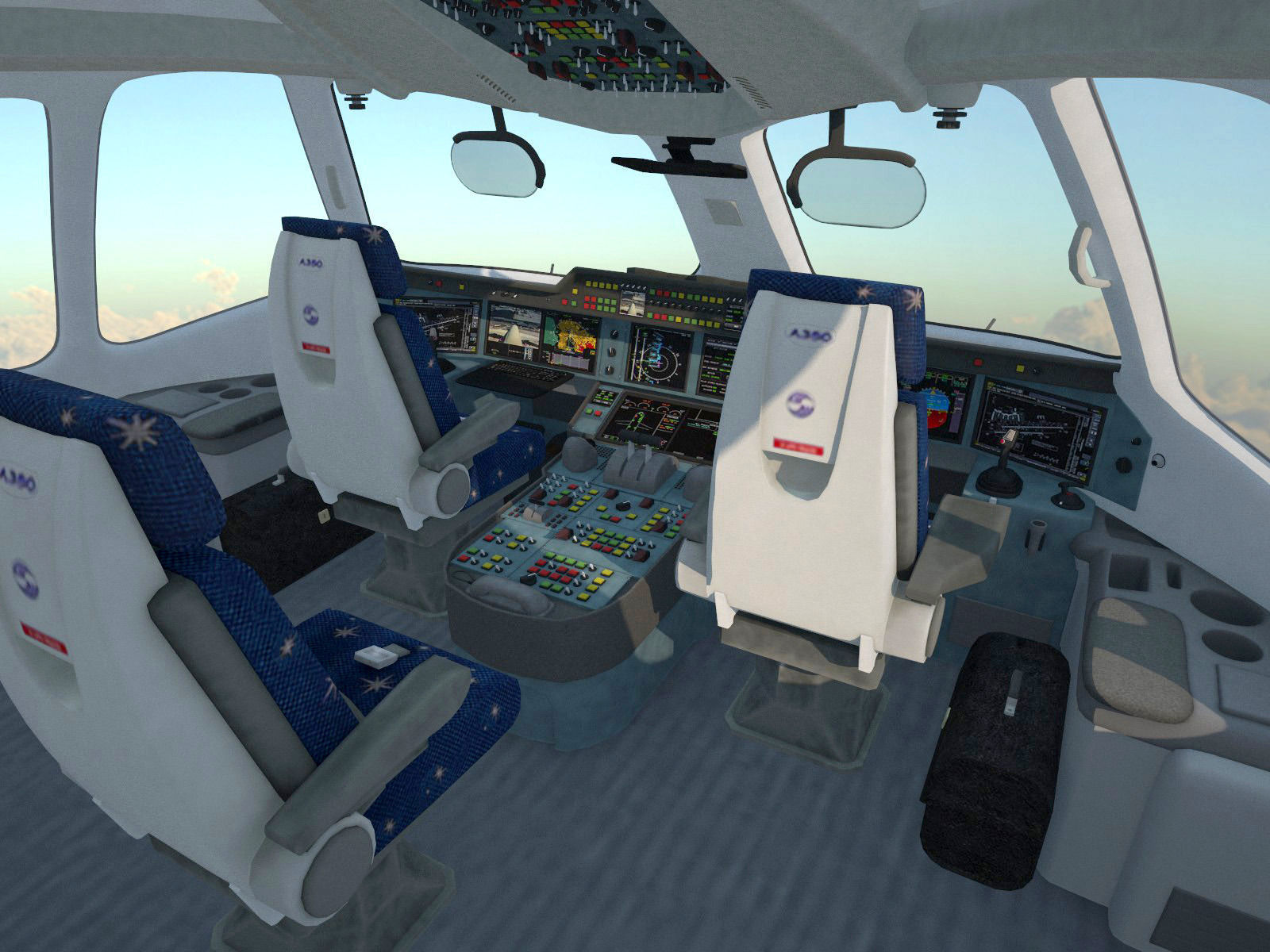Airbus A350 900 with interior 3D model_10