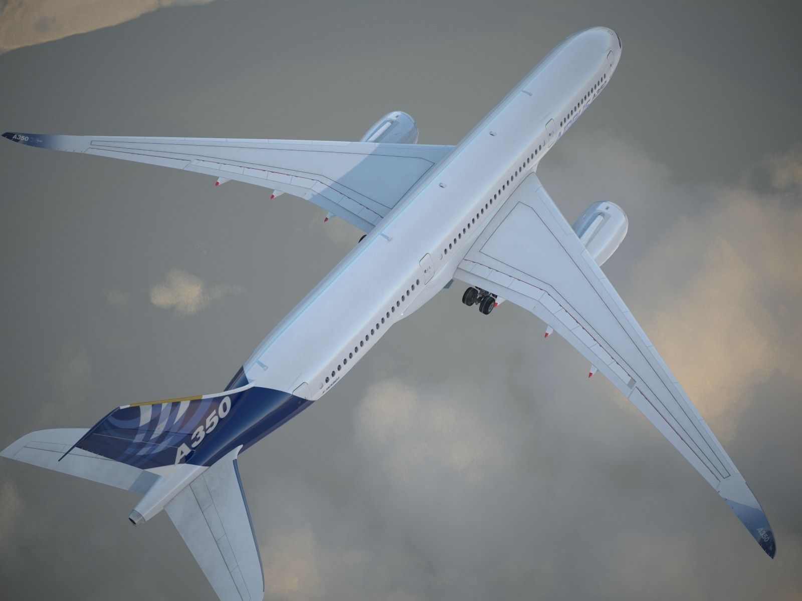 Airbus A350 900 with interior 3D model_3