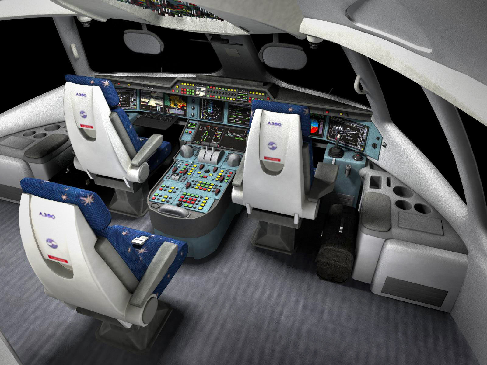 Airbus A350 900 with interior 3D model_17