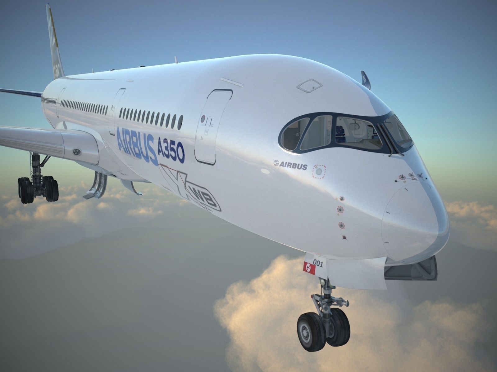 Airbus A350 900 with interior 3D model_2