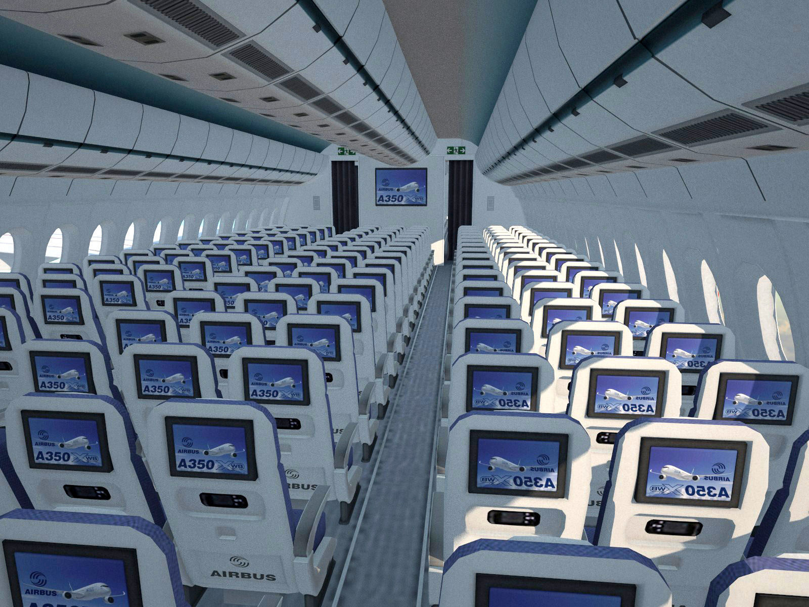 Airbus A350 900 with interior 3D model_15