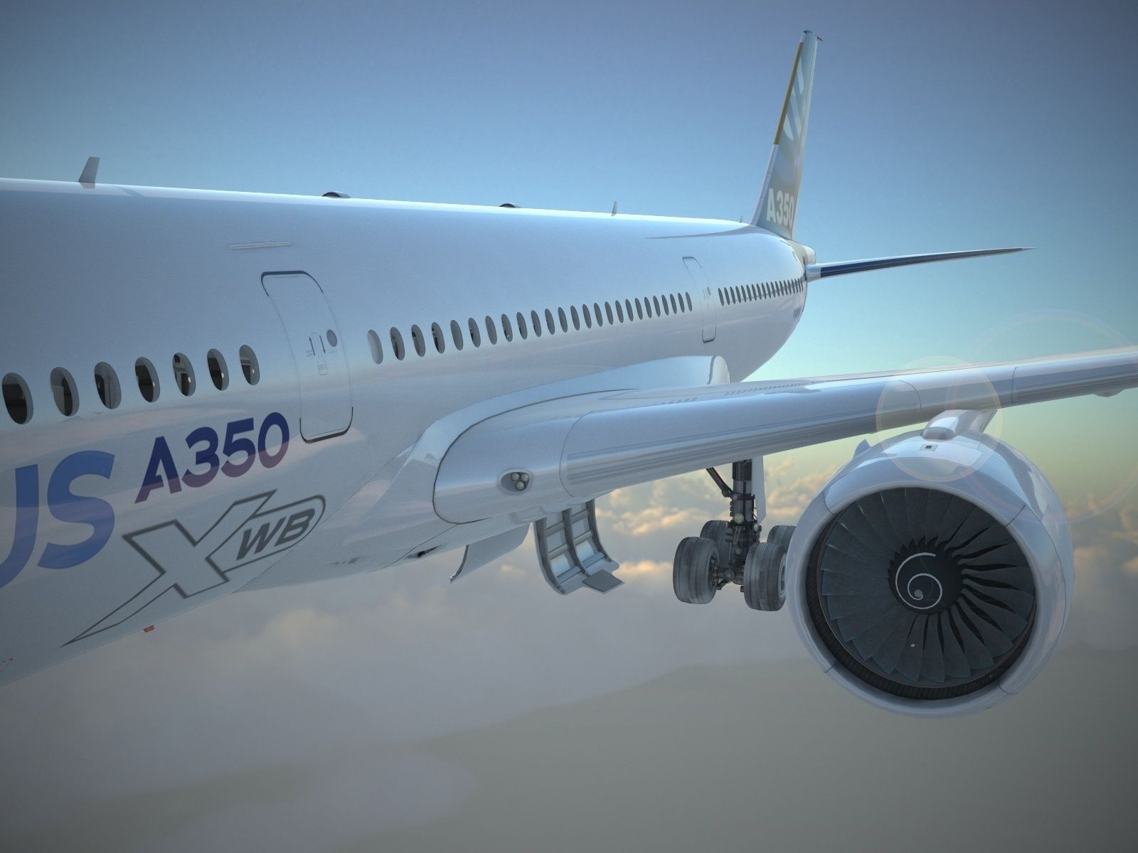 Airbus A350 900 with interior 3D model_8