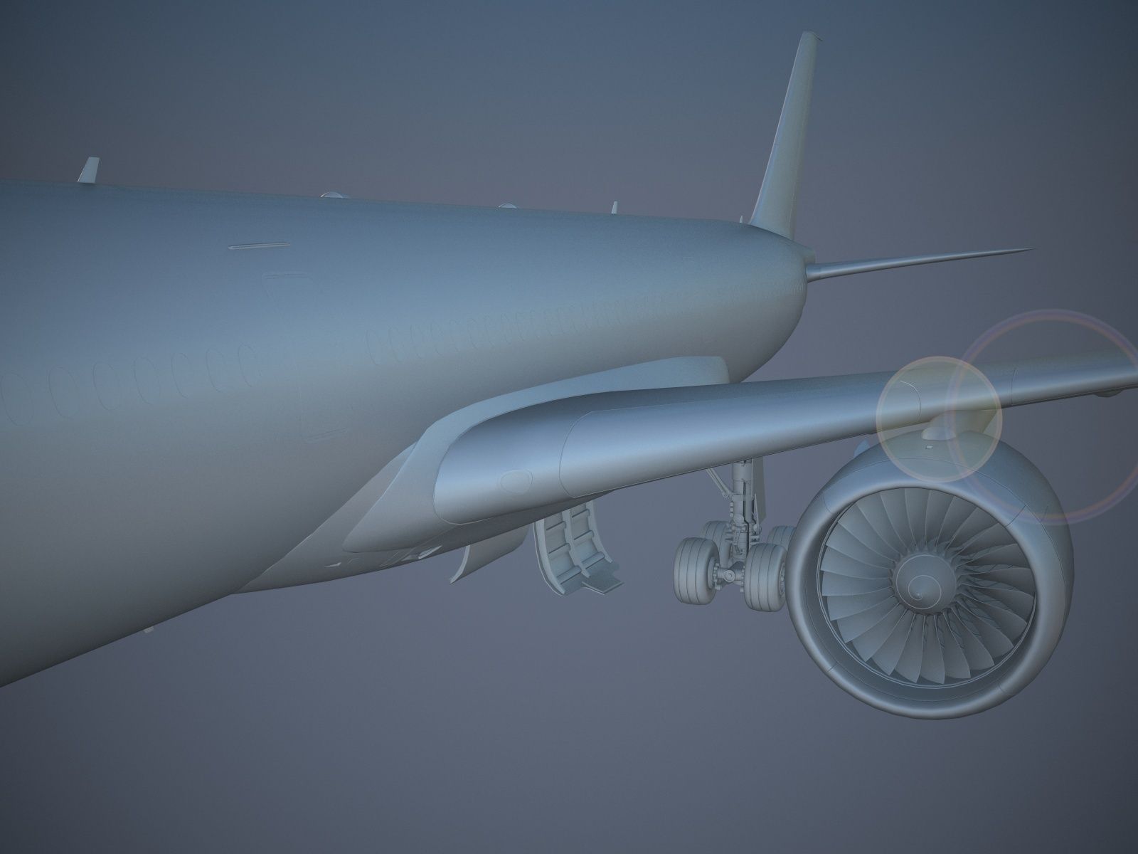 Airbus A350 900 with interior 3D model_22