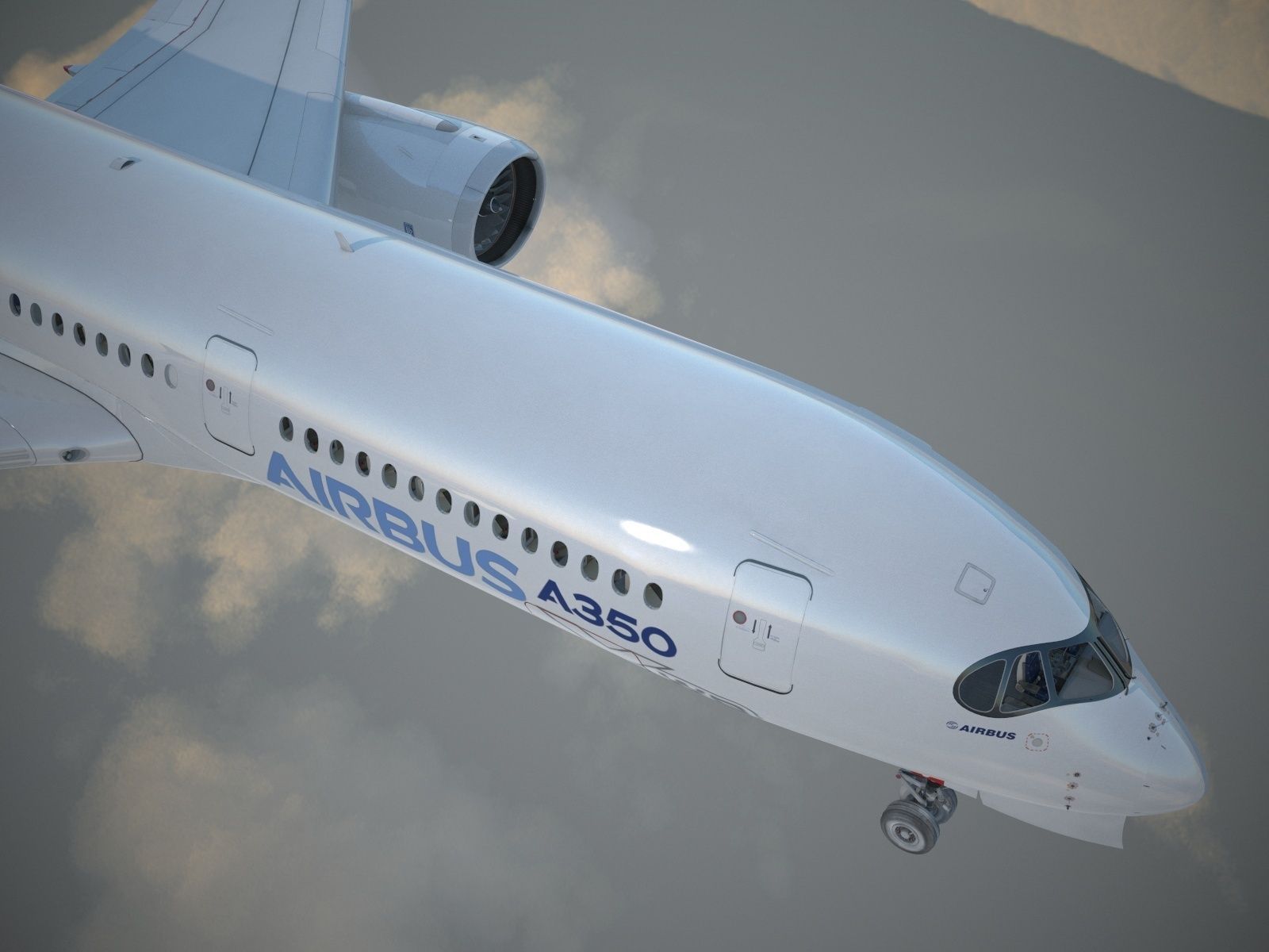 Airbus A350 900 with interior 3D model_9