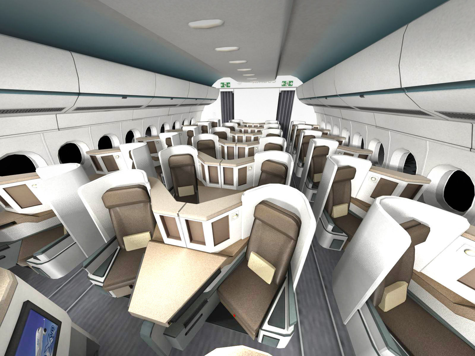 Airbus A350 900 with interior 3D model_19