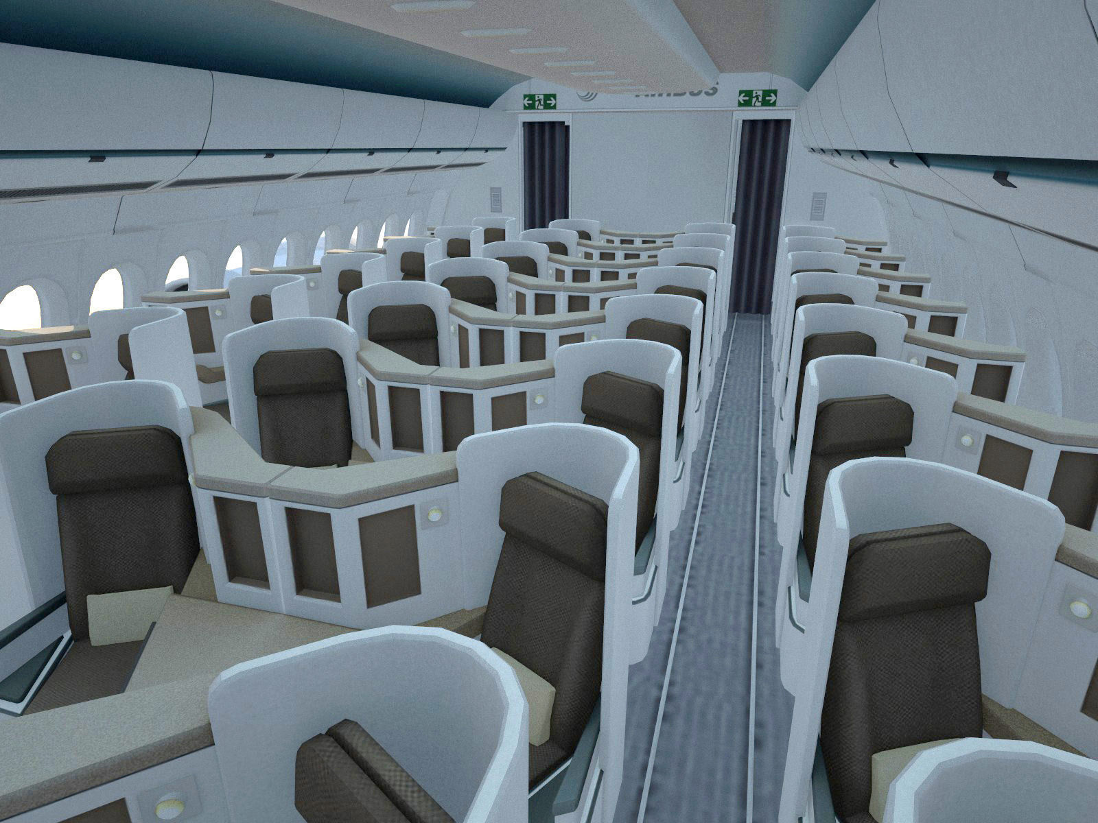 Airbus A350 900 with interior 3D model_14