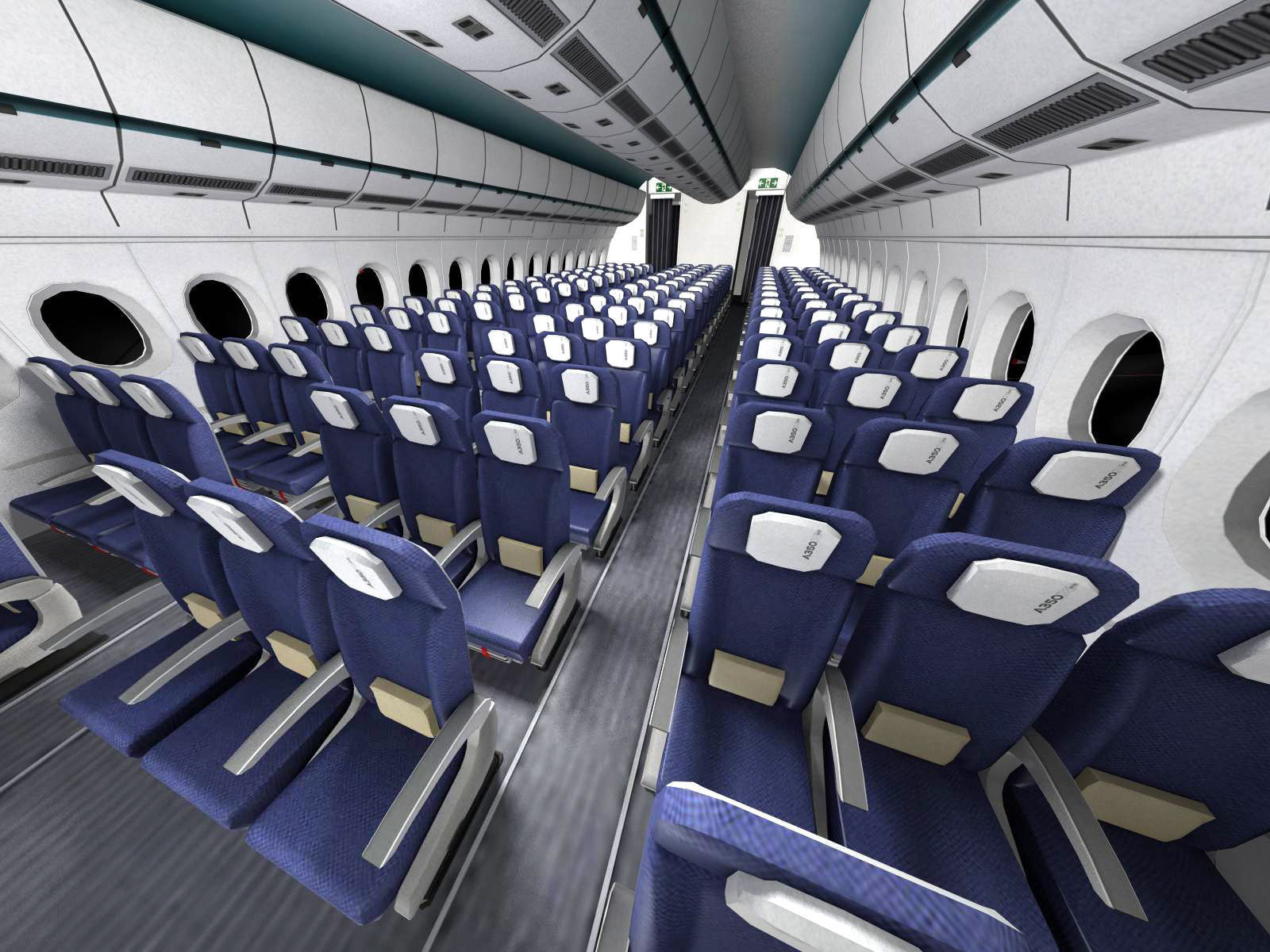Airbus A350 900 with interior 3D model_20