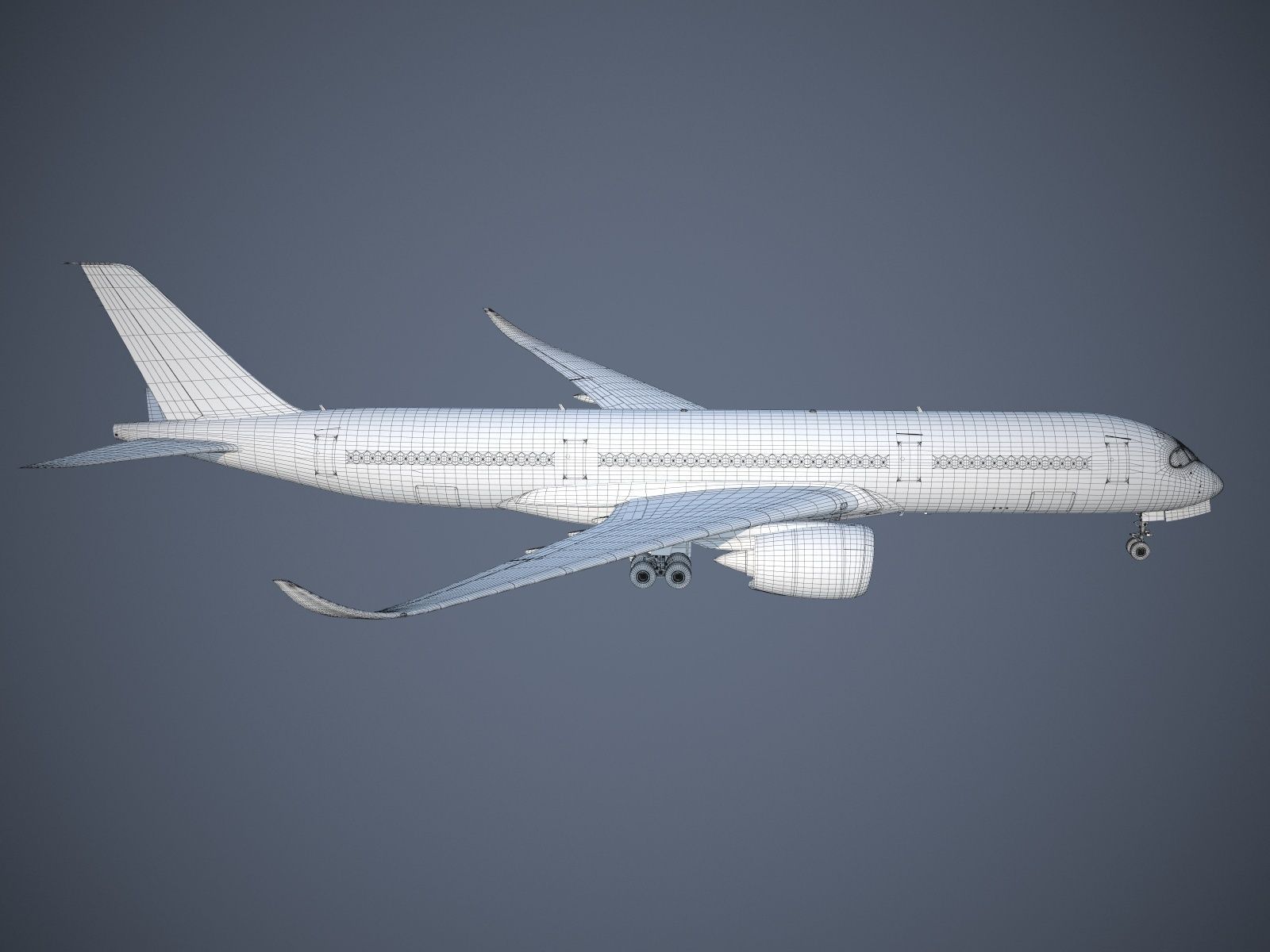 Airbus A350 900 with interior 3D model_24