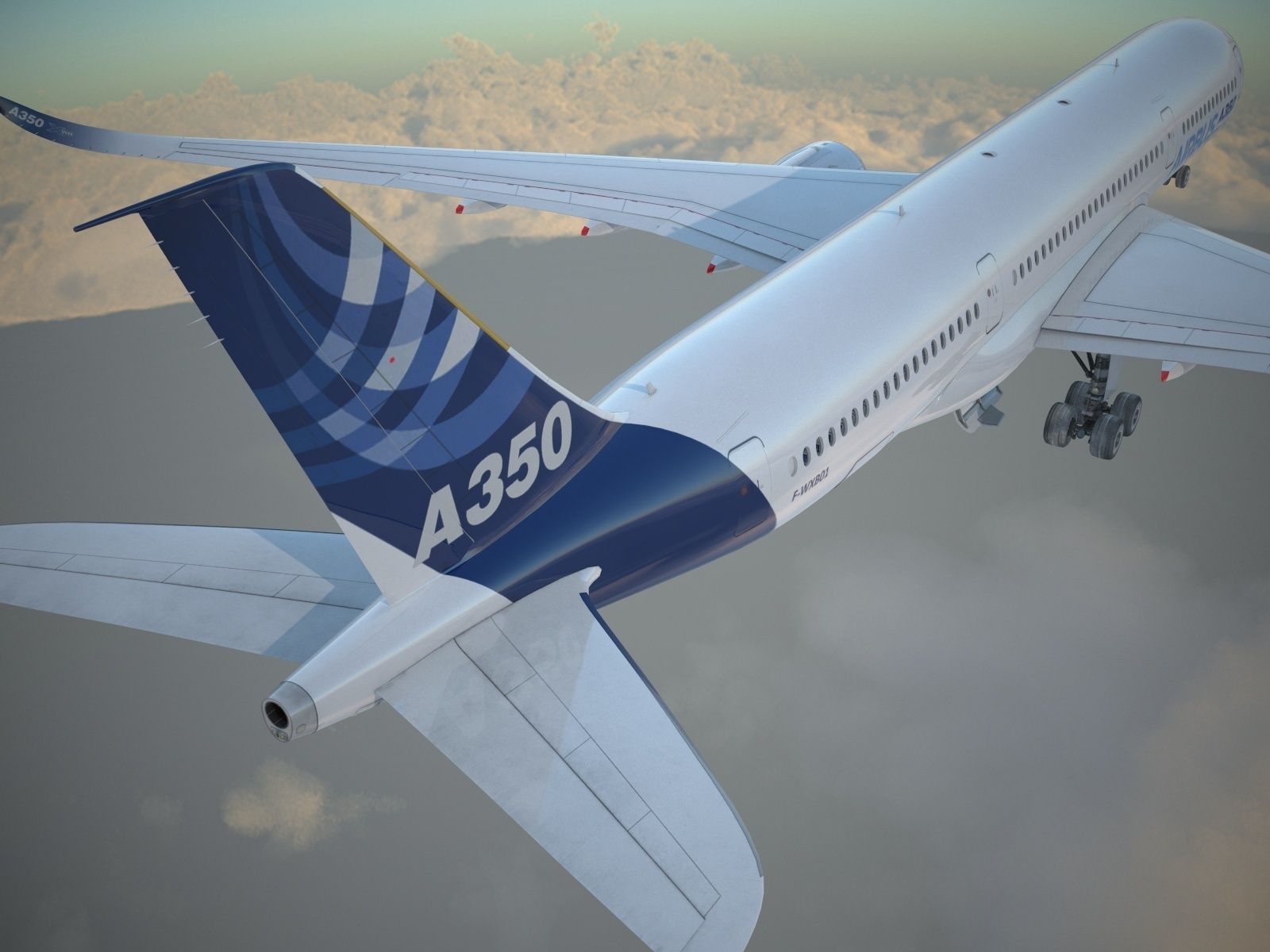 Airbus A350 900 with interior 3D model_11