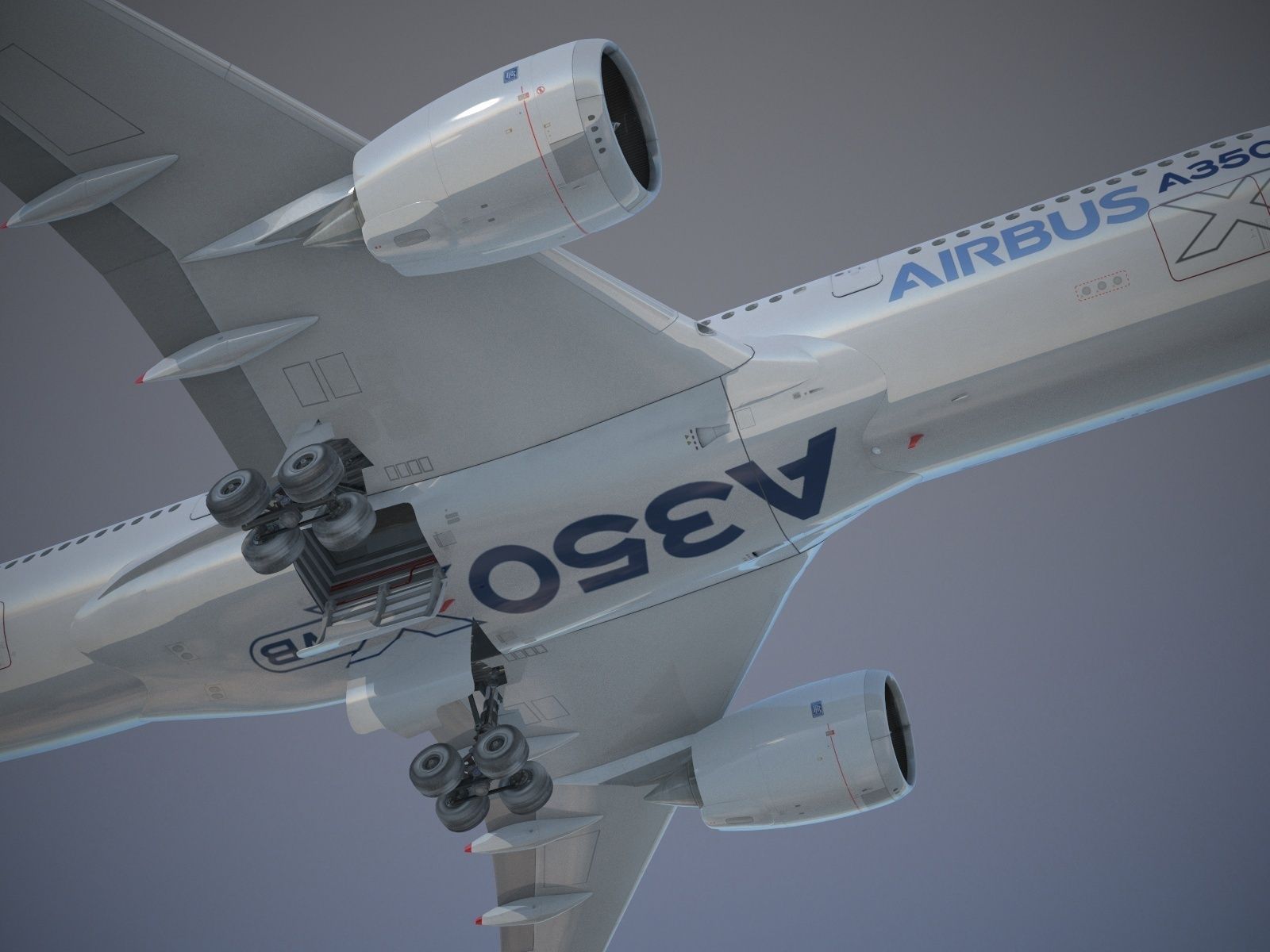 Airbus A350 900 with interior 3D model_12