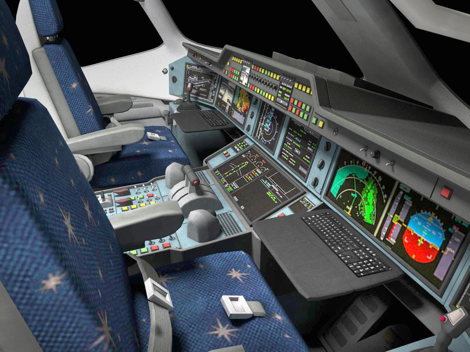 Airbus A350 900 with interior 3D model_16