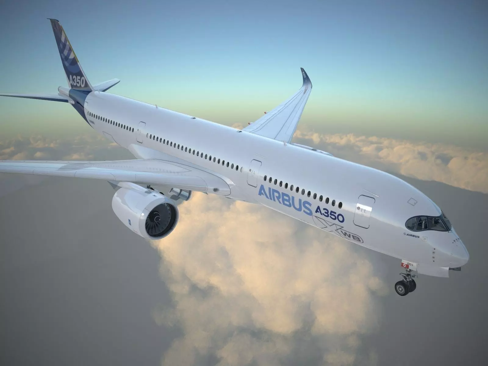 Airbus A350 900 with interior 3D model_0