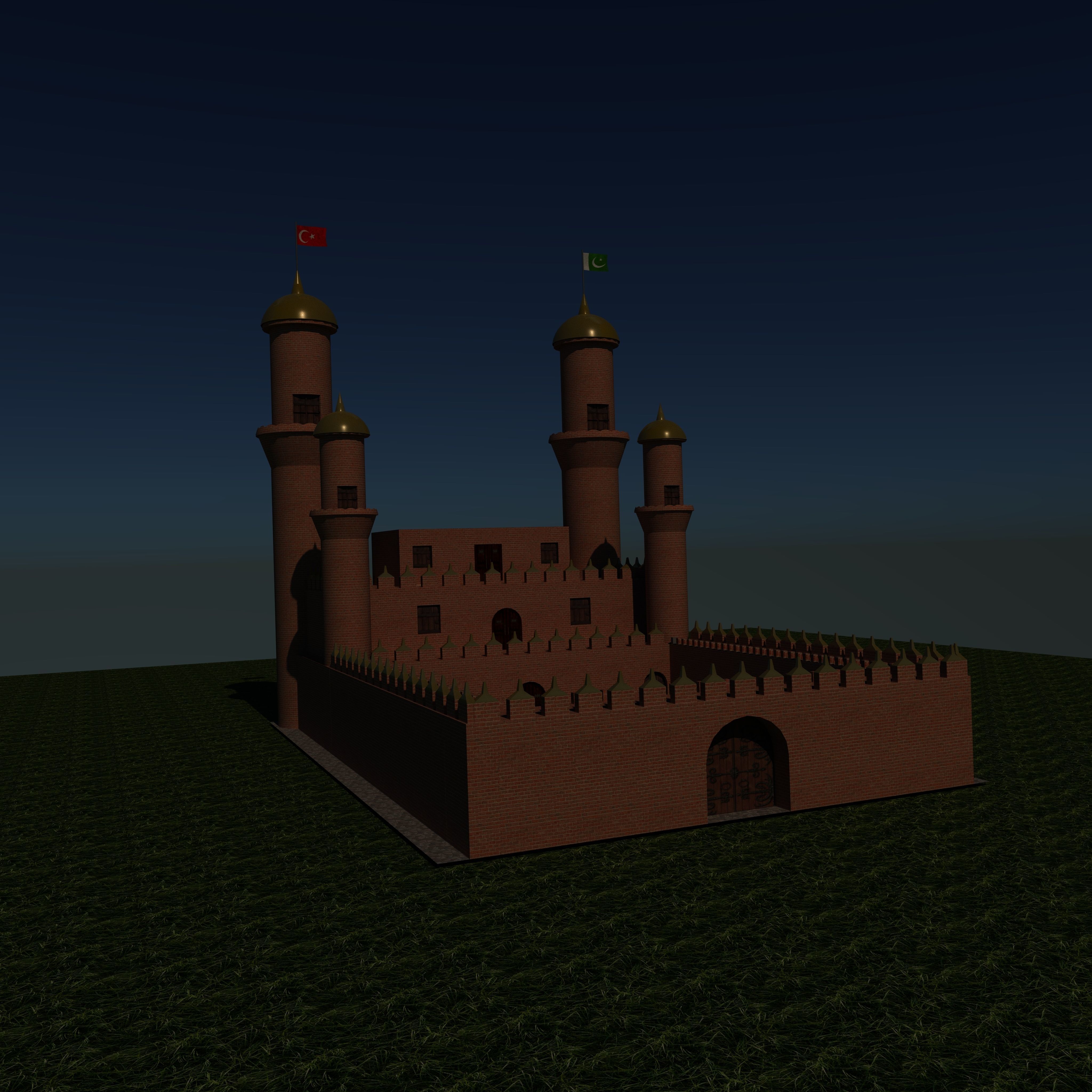 castle low poly for game and animation  Low-poly 3D model_2