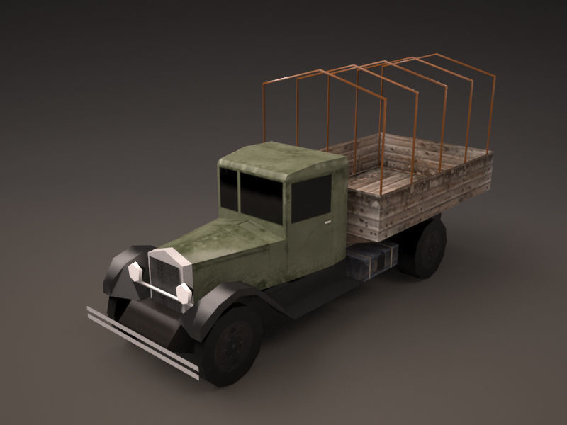 Zis 5 old truck with canvas cover Low-poly 3D model_10