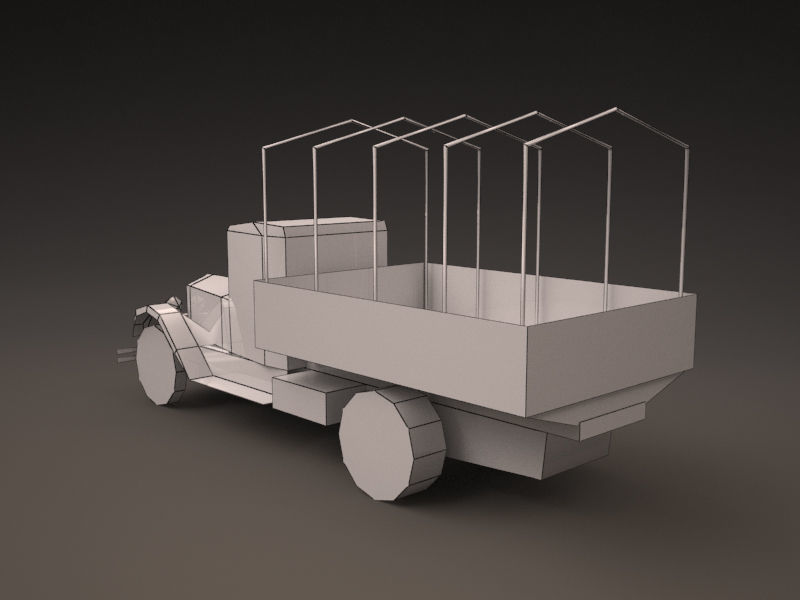 Zis 5 old truck with canvas cover Low-poly 3D model_13