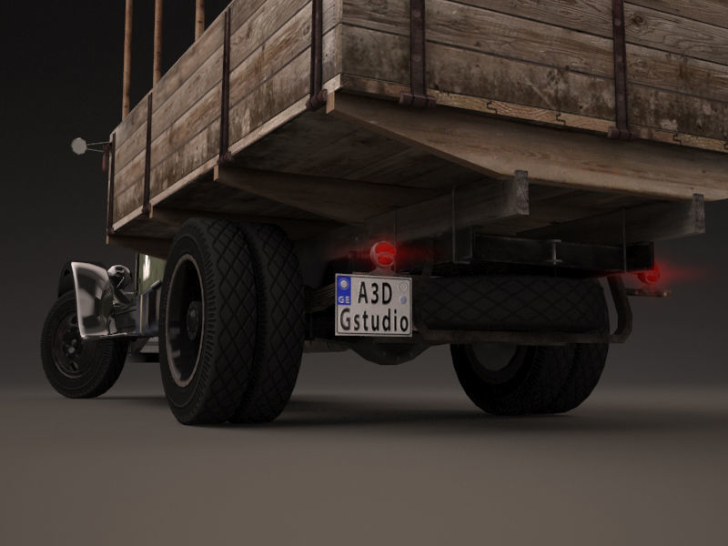 Zis 5 old truck with canvas cover Low-poly 3D model_6