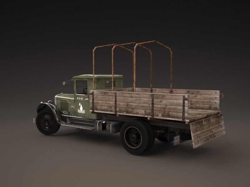 Zis 5 old truck with canvas cover Low-poly 3D model_3