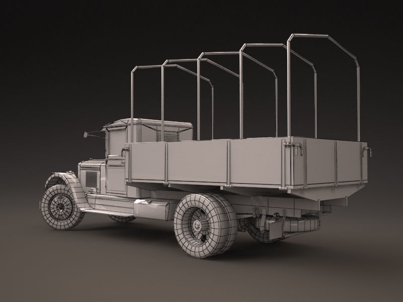 Zis 5 old truck with canvas cover Low-poly 3D model_8