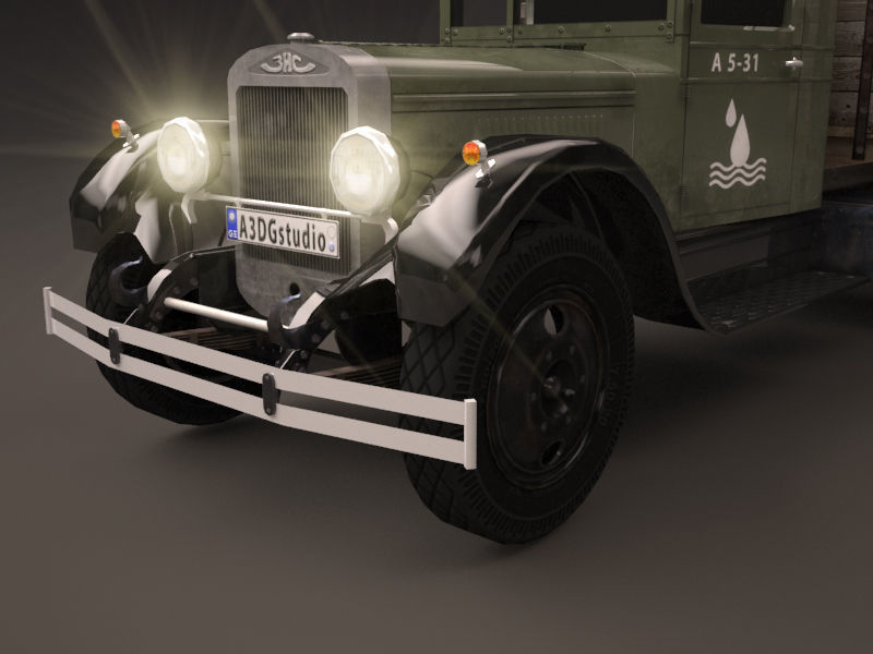 Zis 5 old truck with canvas cover Low-poly 3D model_4