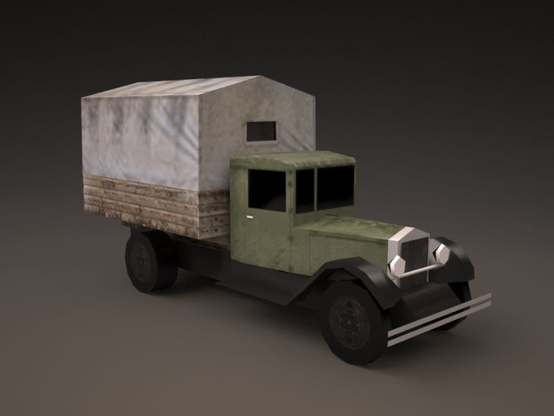 Zis 5 old truck with canvas cover Low-poly 3D model_9