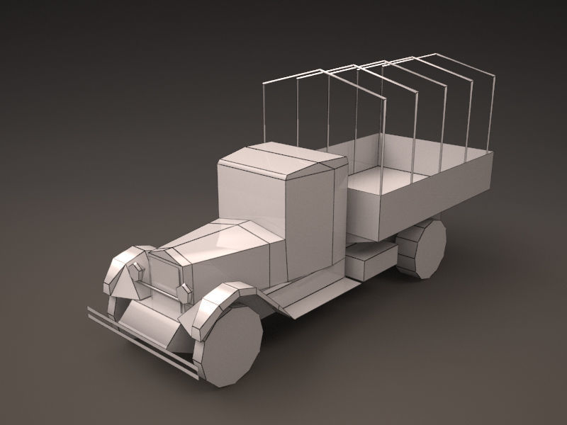 Zis 5 old truck with canvas cover Low-poly 3D model_11
