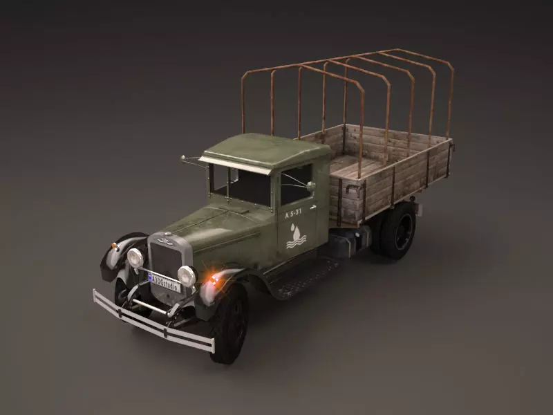 Zis 5 old truck with canvas cover Low-poly 3D model_0