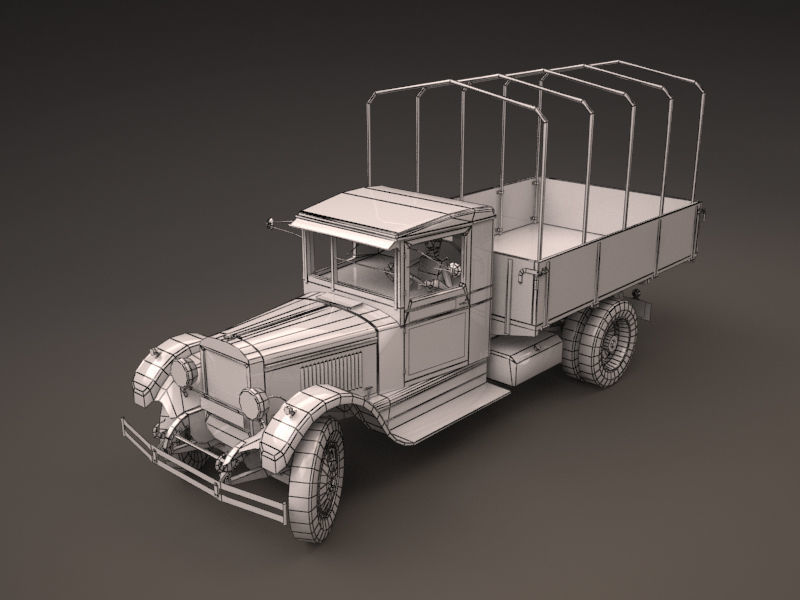 Zis 5 old truck with canvas cover Low-poly 3D model_7