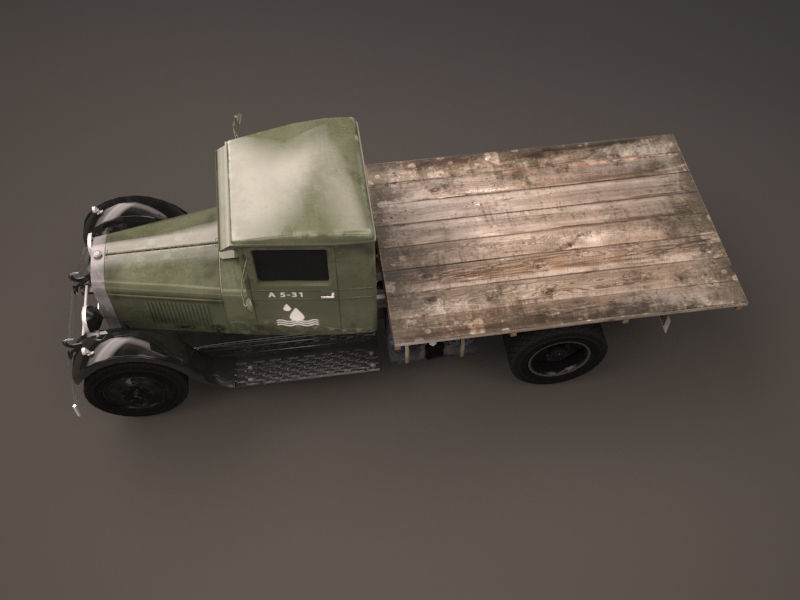 Zis 5 old truck with canvas cover Low-poly 3D model_5