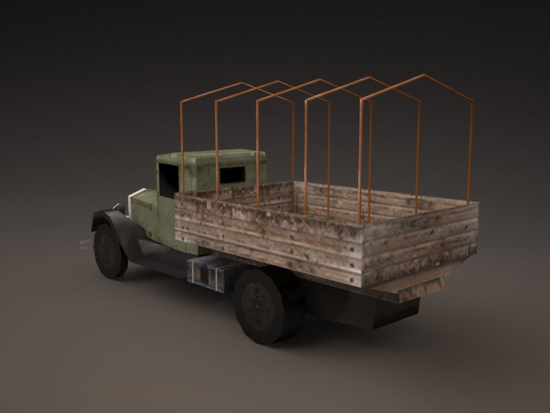 Zis 5 old truck with canvas cover Low-poly 3D model_12