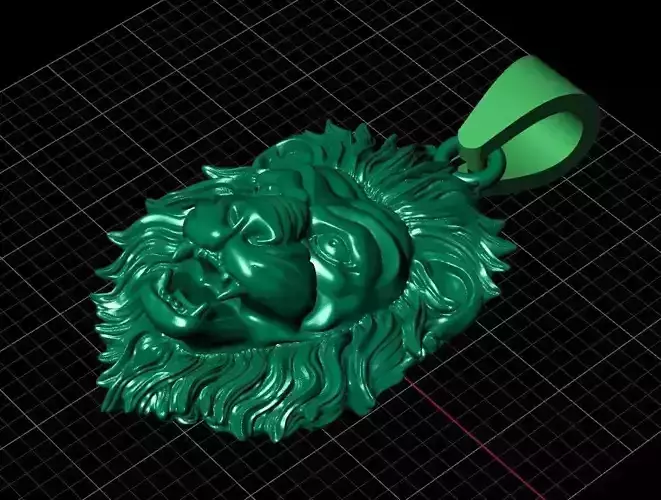 Aslan kafa erkek kolye - Lion head men necklace