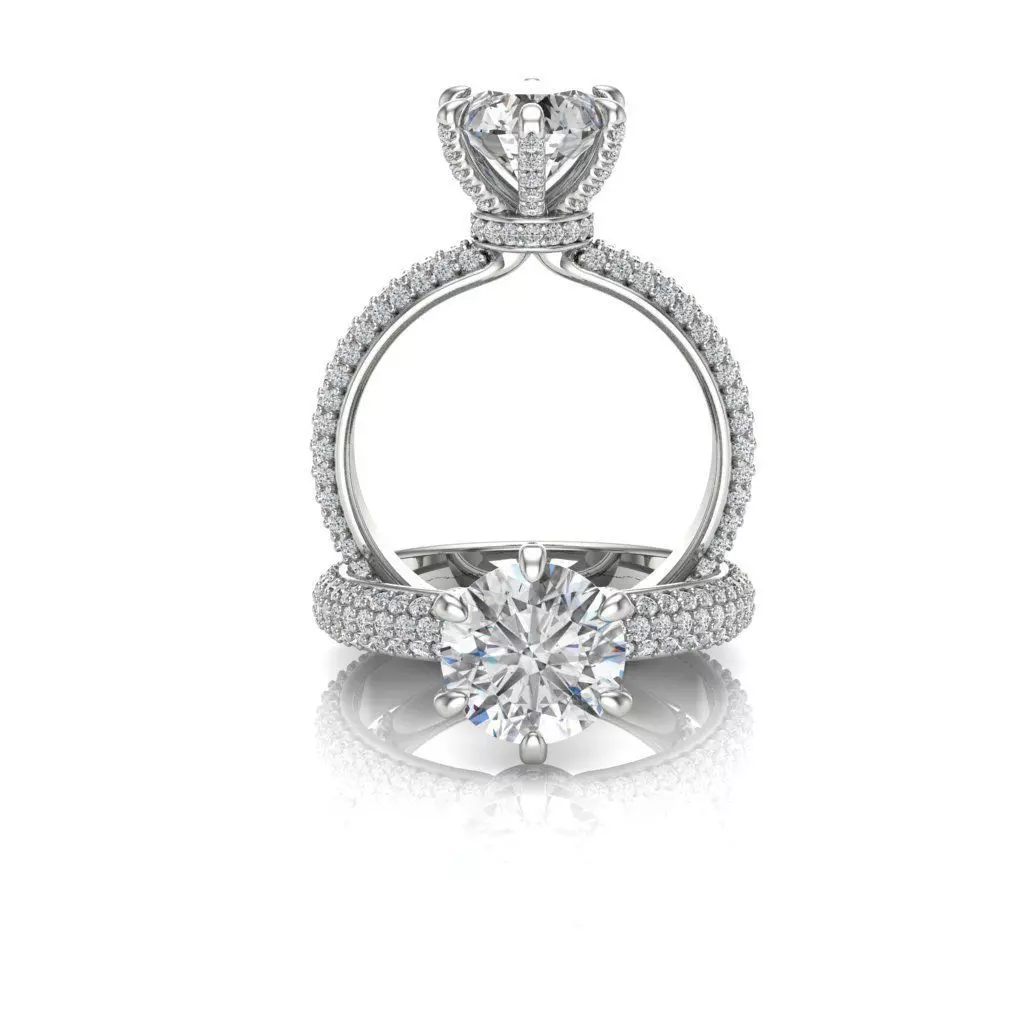 Solitaire Ring 3 rows 3D print model_0