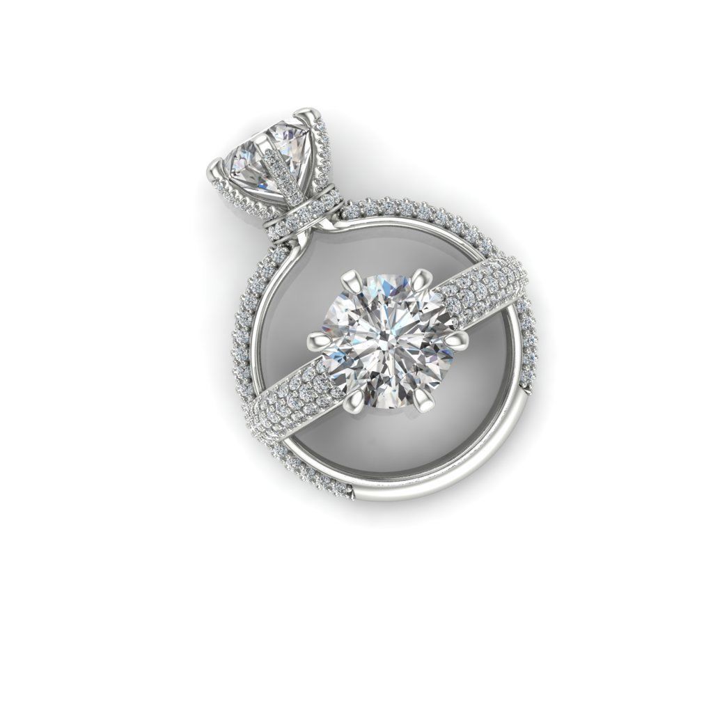 Solitaire Ring 3 rows 3D print model_3