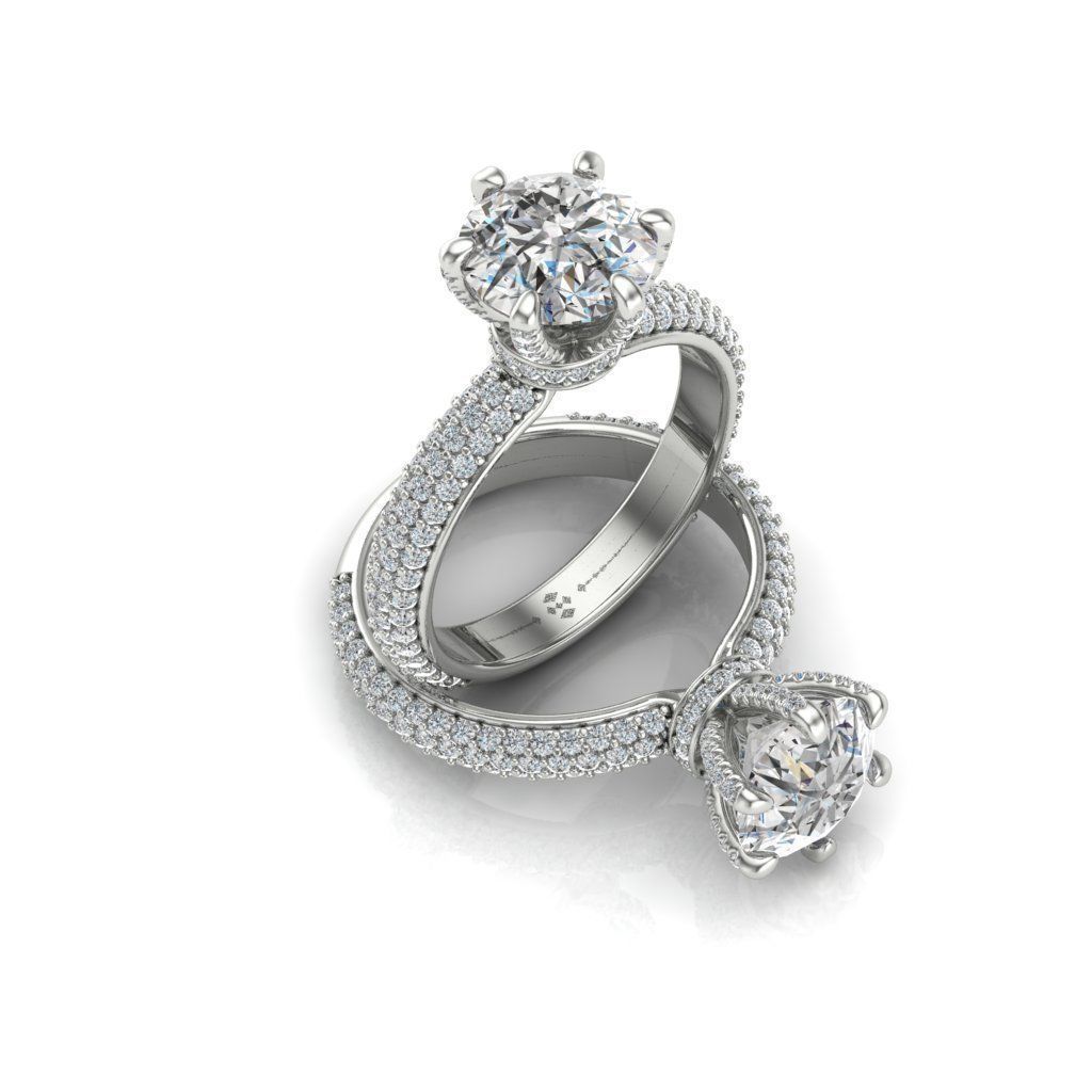 Solitaire Ring 3 rows 3D print model_1