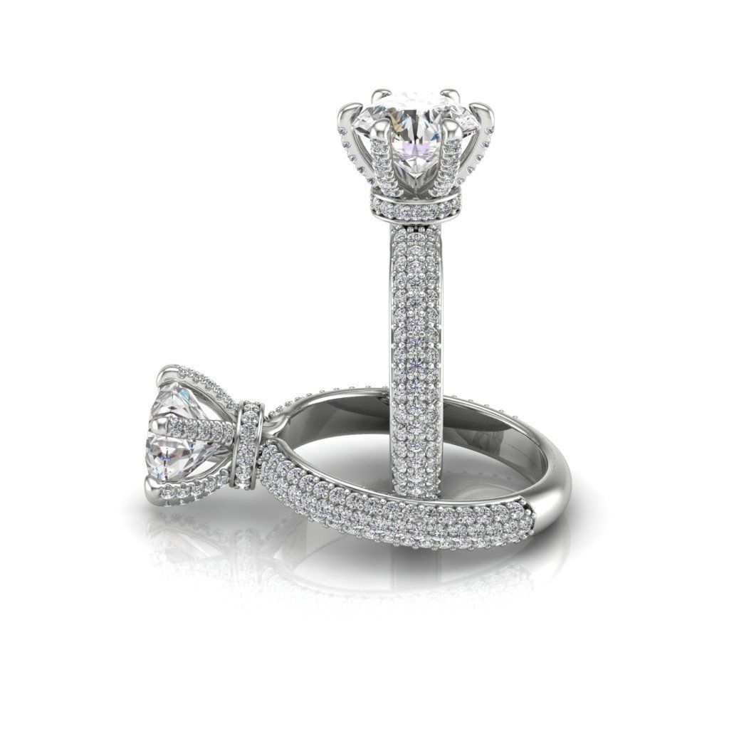 Solitaire Ring 3 rows 3D print model_2