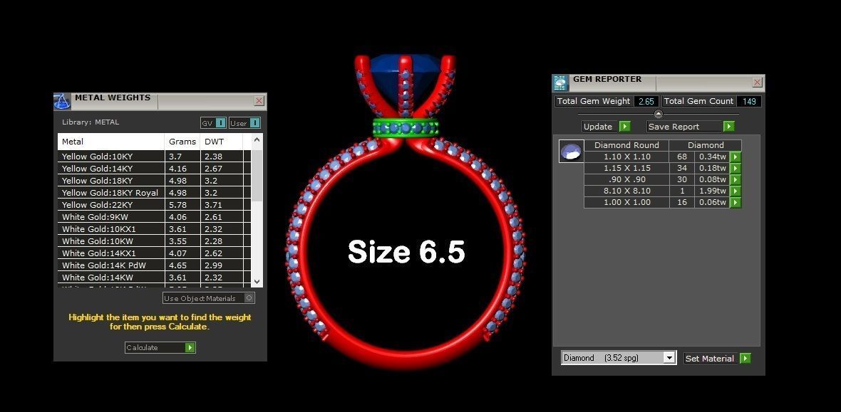 Solitaire Ring 3 rows 3D print model_4