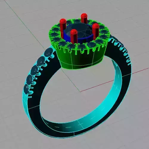 Halo Diamond Ring 3D print model