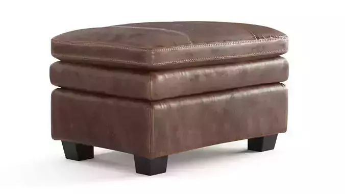 Old Leather Ottoman 