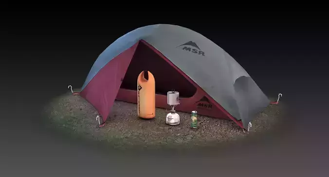 Low Poly Backpacking Gear Collection Low-poly 3D model
