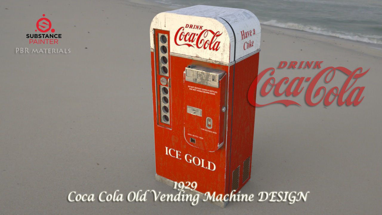 Coca Cola  Old Big   Vending Machine  design Low-poly 3D model_3